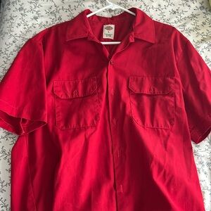 Red Men’s Dickies Button Up/Down Shirt Large